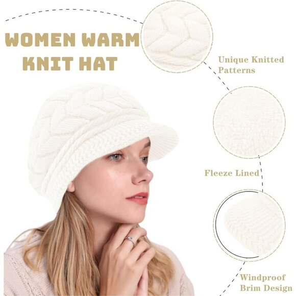 Women\'s 4 Pack Pink Gray Purple Black Brim Wool Ski Winter Beanie Knit Hats Caps main image 5